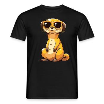 Erdmännchen Mit Sonnenbrille Meerkat - Männer T-Shirt - Schwarz - Vorne - AI Model Male 178 light (178cm)