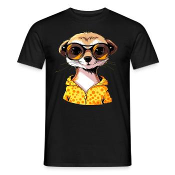 Erdmännchen Mit Sonnenbrille Meerkat - Männer T-Shirt - Schwarz - Vorne - AI Model Male 178 light (178cm)