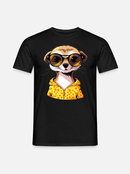 Erdmännchen Mit Sonnenbrille Meerkat - Männer T-Shirt - Schwarz