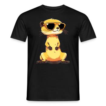Erdmännchen Mit Sonnenbrille Meerkat - Männer T-Shirt - Schwarz - Vorne - AI Model Male 178 light (178cm)