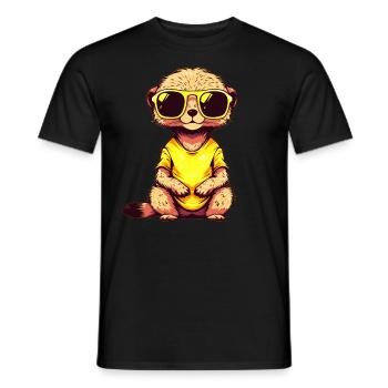 Erdmännchen Mit Sonnenbrille Meerkat - Männer T-Shirt - Schwarz - Vorne - AI Model Male 178 light (178cm)