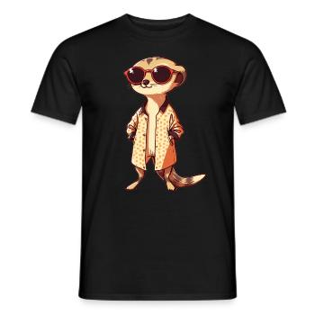 Erdmännchen Mit Sonnenbrille Meerkat - Männer T-Shirt - Schwarz - Vorne - AI Model Male 178 light (178cm)