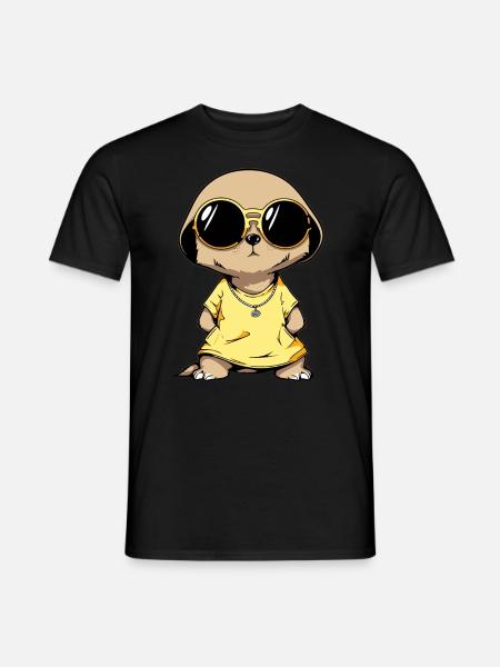 Erdmännchen Mit Sonnenbrille Meerkat - Männer T-Shirt - Schwarz