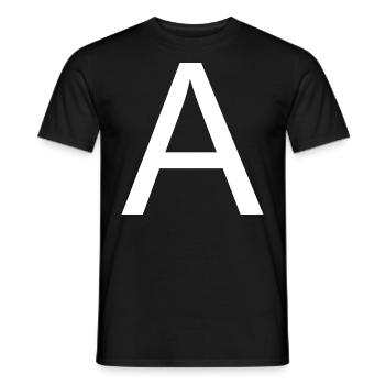 A A First Name Last Name Inizialen - Men's T-Shirt - black - Front - AI Model Male 178 light (178cm)