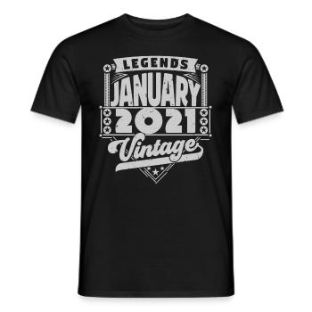 Vintage Birthday January 2021, January 2021. - Men's T-Shirt - black - Front - AI Model Male 178 light (178cm)