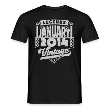 Jahrgang Geburtstag Januar 2014, Januar 2014. - Männer T-Shirt - Schwarz - Vorne - AI Model Male 178 light (178cm)