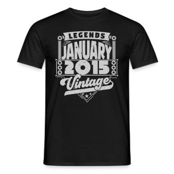 Jahrgang Geburtstag Januar 2015, Januar 2015. - Männer T-Shirt - Schwarz - Vorne - AI Model Male 178 light (178cm)