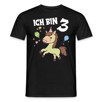 Ich bin 3 Jahre alt Pferde Pferd 3. Geburtstag - Männer T-Shirt - Schwarz - Vorne - AI Model Male 178 light (178cm)
