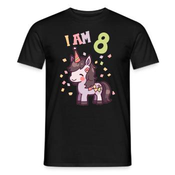 I'm 8 years old Horses Horse 8th birthday - Men's T-Shirt - black - Front - AI Model Male 178 light (178cm)