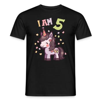 I'm 5 years old Horses Horse 5th birthday - Men's T-Shirt - black - Front - AI Model Male 178 light (178cm)