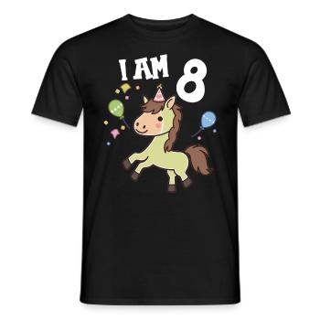 I'm 8 years old Horses Horse 8th birthday - Men's T-Shirt - black - Front - AI Model Male 178 light (178cm)