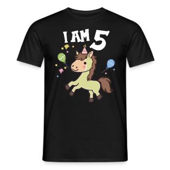 I'm 5 years old Horses Horse 5th birthday - Men's T-Shirt - black - Front - AI Model Male 178 light (178cm)