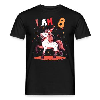 I'm 8 years old Horses Horse 8th birthday - Men's T-Shirt - black - Front - AI Model Male 178 light (178cm)