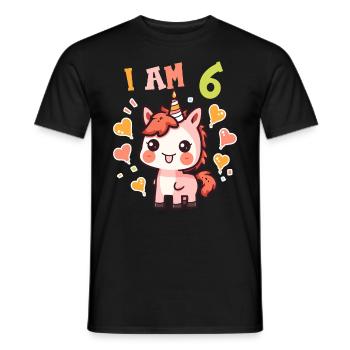J'ai 6 ans Chevaux Cheval 6ème anniversaire - T-shirt homme - noir - Devant - AI Model Male 178 light (178cm)