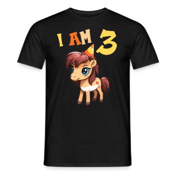 J'ai 3 ans Chevaux Cheval 3ème anniversaire - T-shirt homme - noir - Devant - AI Model Male 178 light (178cm)