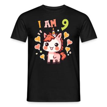 J'ai 9 ans Chevaux Cheval 9ème anniversaire - T-shirt homme - noir - Devant - AI Model Male 178 light (178cm)