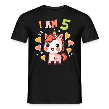 I'm 5 years old Horses Horse 5th birthday - Men's T-Shirt - black - Front - AI Model Male 178 light (178cm)