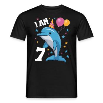 J'ai 7 ans Delfine Delfin 7ème anniversaire - T-shirt homme - noir - Devant - AI Model Male 178 light (178cm)