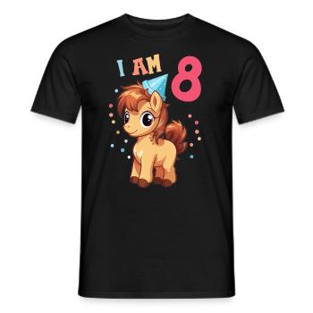 I'm 8 years old Horses Horse 8th birthday - Men's T-Shirt - black - Front - AI Model Male 178 light (178cm)
