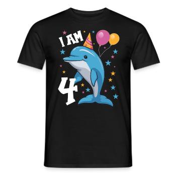 J'ai 4 ans, dauphins, 4ème anniversaire - T-shirt homme - noir - Devant - AI Model Male 178 light (178cm)