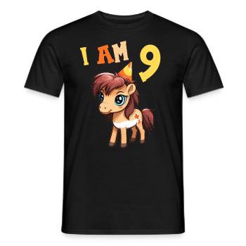 J'ai 9 ans Chevaux Cheval 9ème anniversaire - T-shirt homme - noir - Devant - AI Model Male 178 light (178cm)