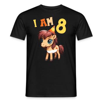 I'm 8 years old Horses Horse 8th birthday - Men's T-Shirt - black - Front - AI Model Male 178 light (178cm)