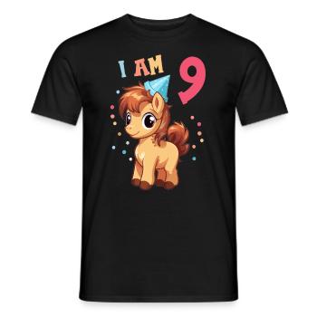 J'ai 9 ans Chevaux Cheval 9ème anniversaire - T-shirt homme - noir - Devant - AI Model Male 178 light (178cm)