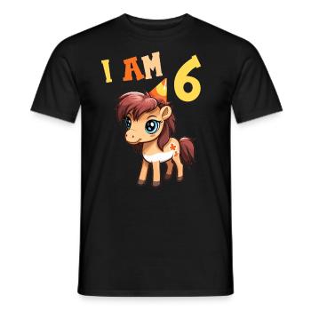 J'ai 6 ans Chevaux Cheval 6ème anniversaire - T-shirt homme - noir - Devant - AI Model Male 178 light (178cm)