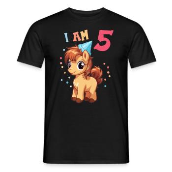 I'm 5 years old Horses Horse 5th birthday - Men's T-Shirt - black - Front - AI Model Male 178 light (178cm)