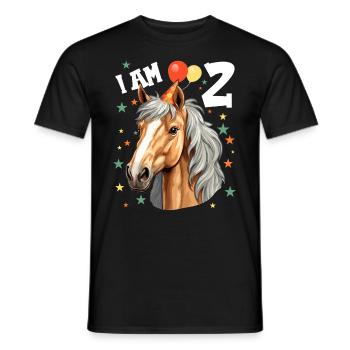 I Am 2 Years Old Horses Horse 2nd Birthday - Men's T-Shirt - black - Front - AI Model Male 178 light (178cm)