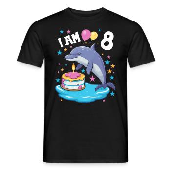 I'm 8 years old Dolphins Dolphin 8th Birthday - Men's T-Shirt - black - Front - AI Model Male 178 light (178cm)
