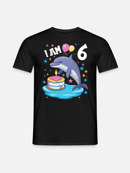 Ich bin 6 Jahre alt Delfine Delfin 6. Geburtstag - Männer T-Shirt - Schwarz