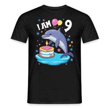J’ai 9 ans Dauphins Dauphin 9ème anniversaire - T-shirt homme - noir - Devant - AI Model Male 178 light (178cm)