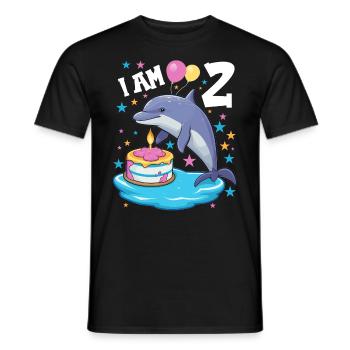 I am 2 years old Dolphins Dolphin 2nd birthday - Men's T-Shirt - black - Front - AI Model Male 178 light (178cm)