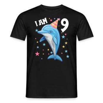 J’ai 9 ans Dauphins Dauphin 9ème anniversaire - T-shirt homme - noir - Devant - AI Model Male 178 light (178cm)