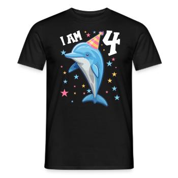 I'm 4 Years Old Dolphins Dolphin 4th Birthday - Men's T-Shirt - black - Front - AI Model Male 178 light (178cm)