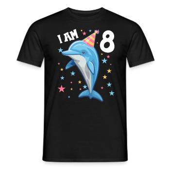 I'm 8 years old Dolphins Dolphin 8th Birthday - Men's T-Shirt - black - Front - AI Model Male 178 light (178cm)