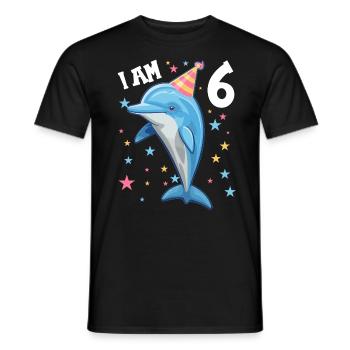 J’ai 6 ans Dauphins Dauphin 6ème anniversaire - T-shirt homme - noir - Devant - AI Model Male 178 light (178cm)