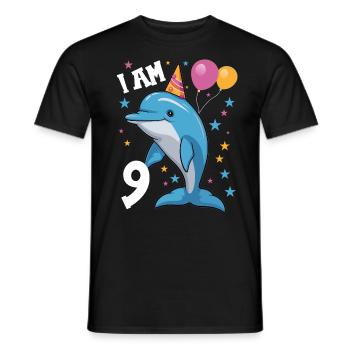 J’ai 9 ans Dauphins Dauphin 9ème anniversaire - T-shirt homme - noir - Devant - AI Model Male 178 light (178cm)