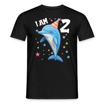 I am 2 years old Dolphins Dolphin 2nd birthday - Men's T-Shirt - black - Front - AI Model Male 178 light (178cm)