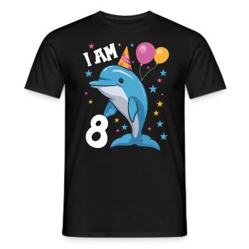 I'm 8 years old Dolphins Dolphin 8th Birthday - Men's T-Shirt - black - Front - AI Model Male 178 light (178cm)