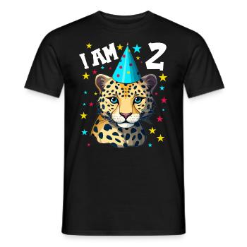 2nd Birthday I'm 2 Years Old Leopard Leopard - Men's T-Shirt - black - Front - AI Model Male 178 light (178cm)