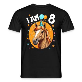 I'm 8 Years Old Horses Horse 8th Birthday - Men's T-Shirt - black - Front - AI Model Male 178 light (178cm)