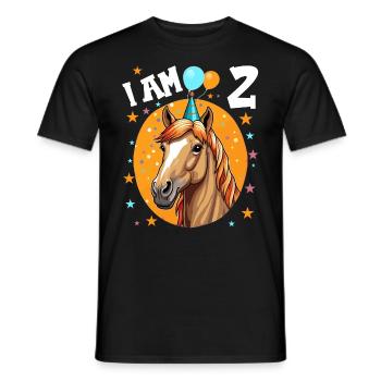 I Am 2 Years Old Horses Horse 2nd Birthday - Men's T-Shirt - black - Front - AI Model Male 178 light (178cm)