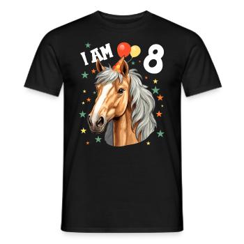 I'm 8 Years Old Horses Horse 8th Birthday - Men's T-Shirt - black - Front - AI Model Male 178 light (178cm)