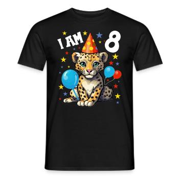 I'm 8 Years Old Leopard Leopard 8th Birthday - Men's T-Shirt - black - Front - AI Model Male 178 light (178cm)