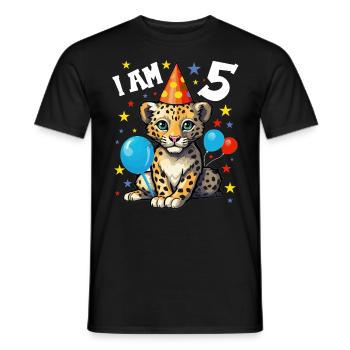 Ich bin 5 Jahre alt Leoparde Leopard 5. Geburtstag - Männer T-Shirt - Schwarz - Vorne - AI Model Male 178 light (178cm)