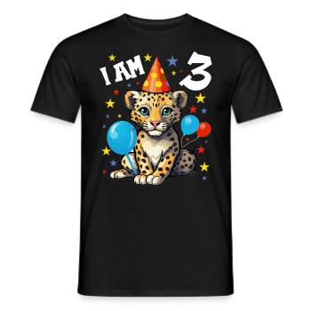 Ich bin 3 Jahre alt Leoparde Leopard 3. Geburtstag - Männer T-Shirt - Schwarz - Vorne - AI Model Male 178 light (178cm)