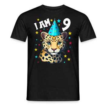 J’ai 9 ans Léopard Léopard 9e anniversaire - T-shirt homme - noir - Devant - AI Model Male 178 light (178cm)