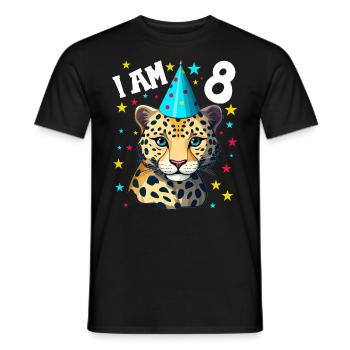 I'm 8 Years Old Leopard Leopard 8th Birthday - Men's T-Shirt - black - Front - AI Model Male 178 light (178cm)